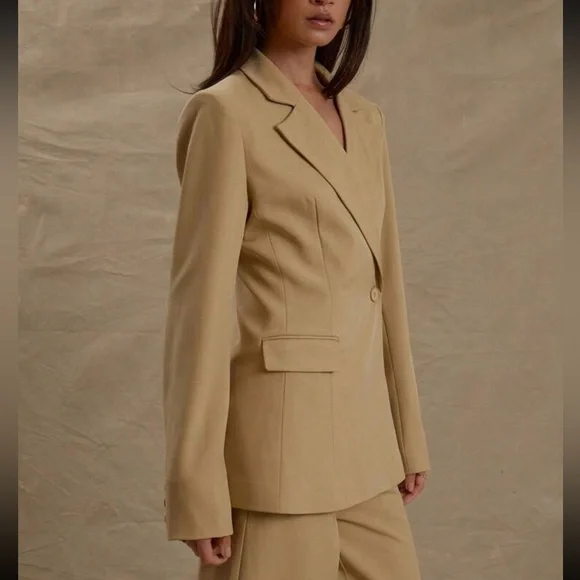 Butter yellow pale wrap button blazer - Picture 3 of 7